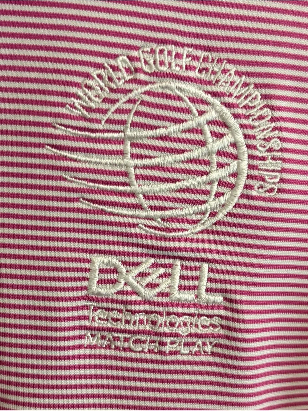 Nike Men’s Pink Striped Golf Polo with Embroidered Logo